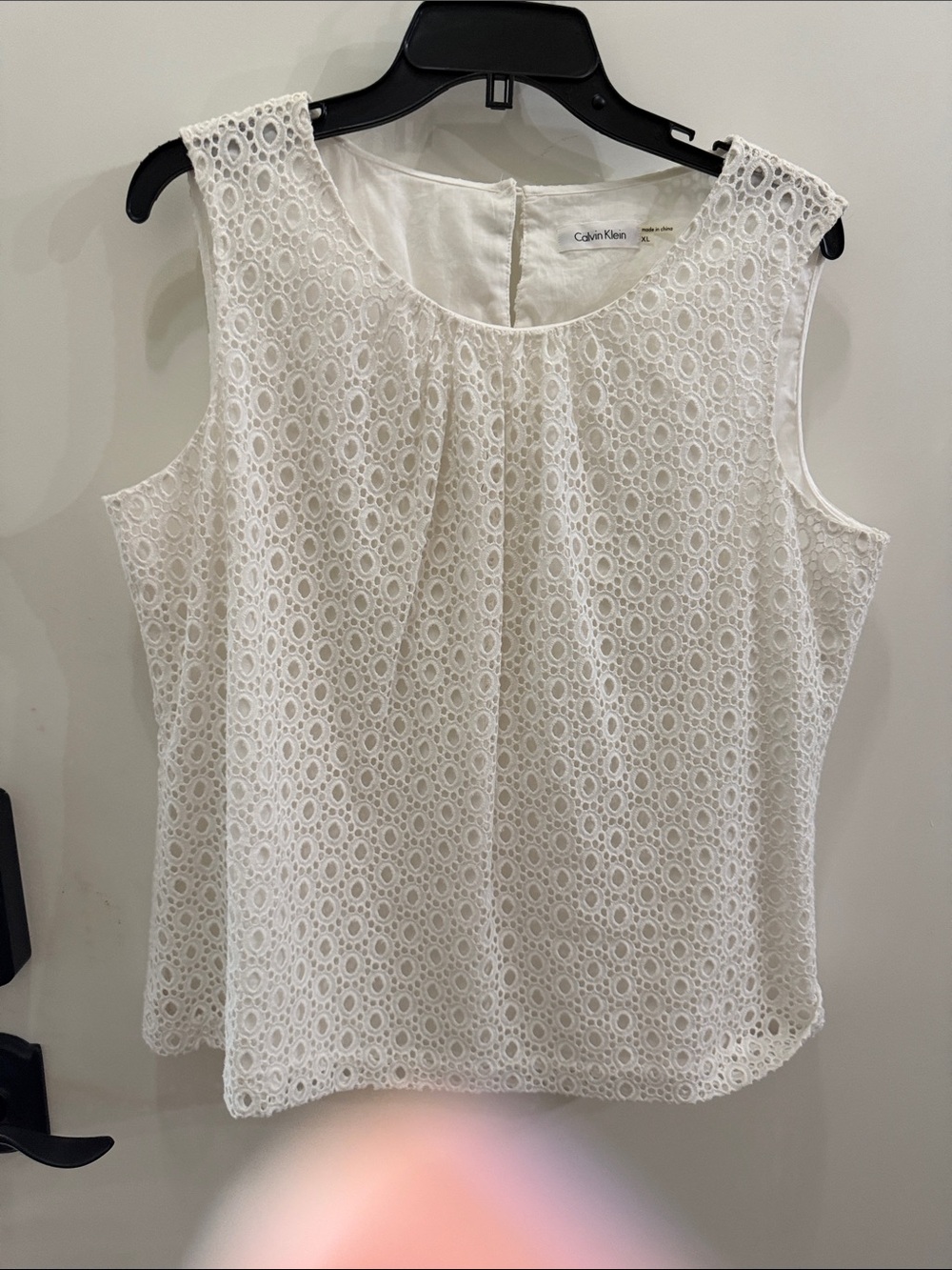 Calvin Klein White Lace Overlay Sleeveless Camisole